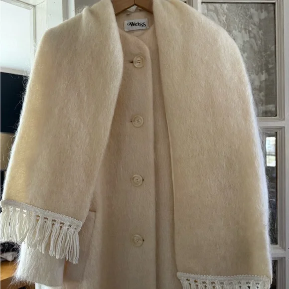 Vintage Weiss Cream Long Mohair Coat - Picture 5 of 11